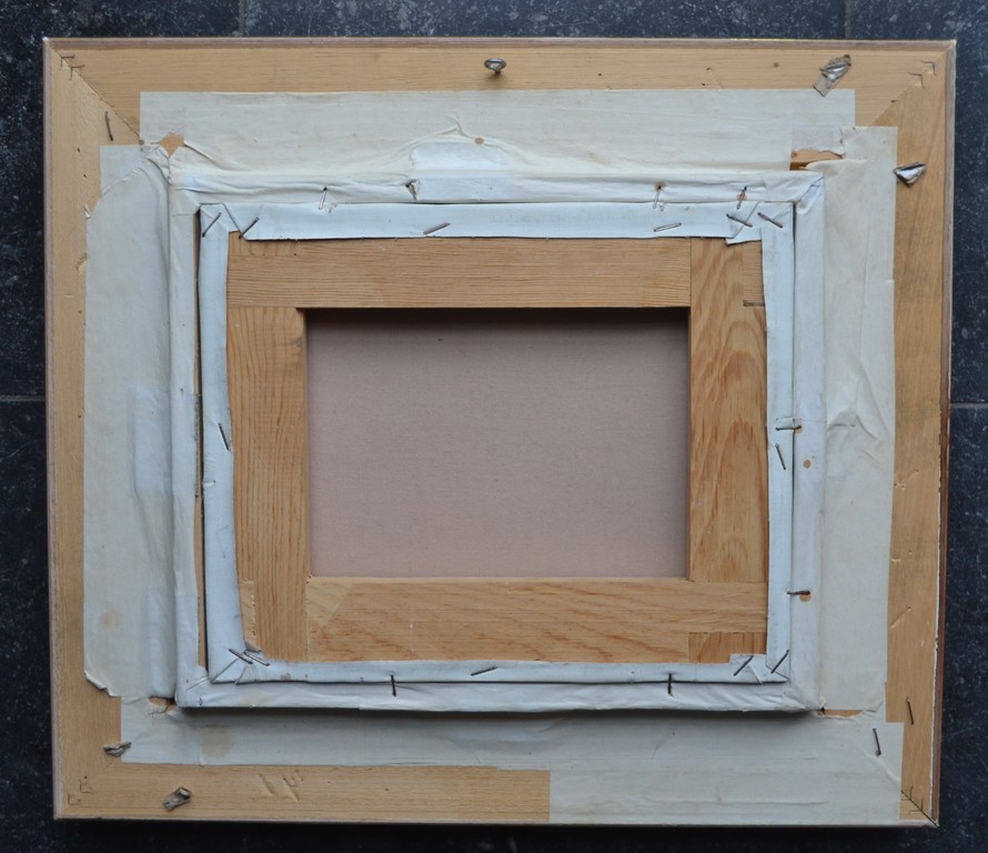 Onbekende kunstenaar (gesigneerd): olieverf op doek, boerin en schapen in stal kopen? Bied vanaf 1!