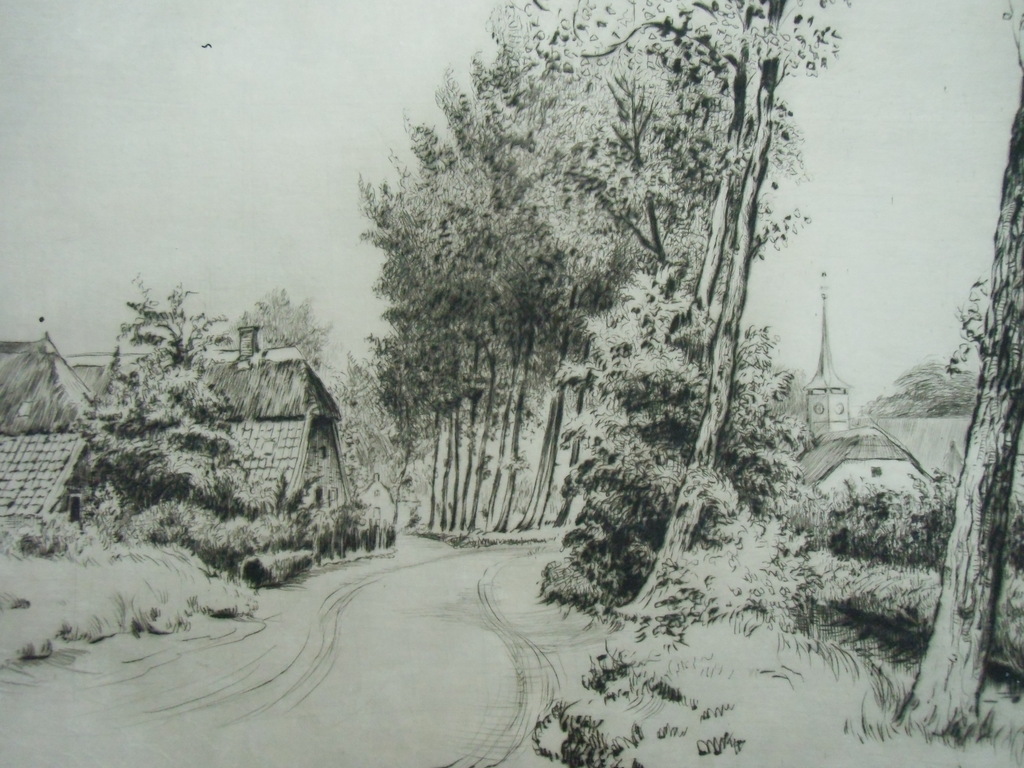 DORPSGEZICHT  //  ETS VAN RIEKELE PRINS (1905-1954) verkocht voor € 45!