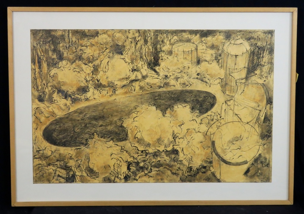 Hans van den Boogaard: Gem.techniek op papier, Z.T. Nr. 1 - Ingelijst (Groot) verkocht voor € 50!