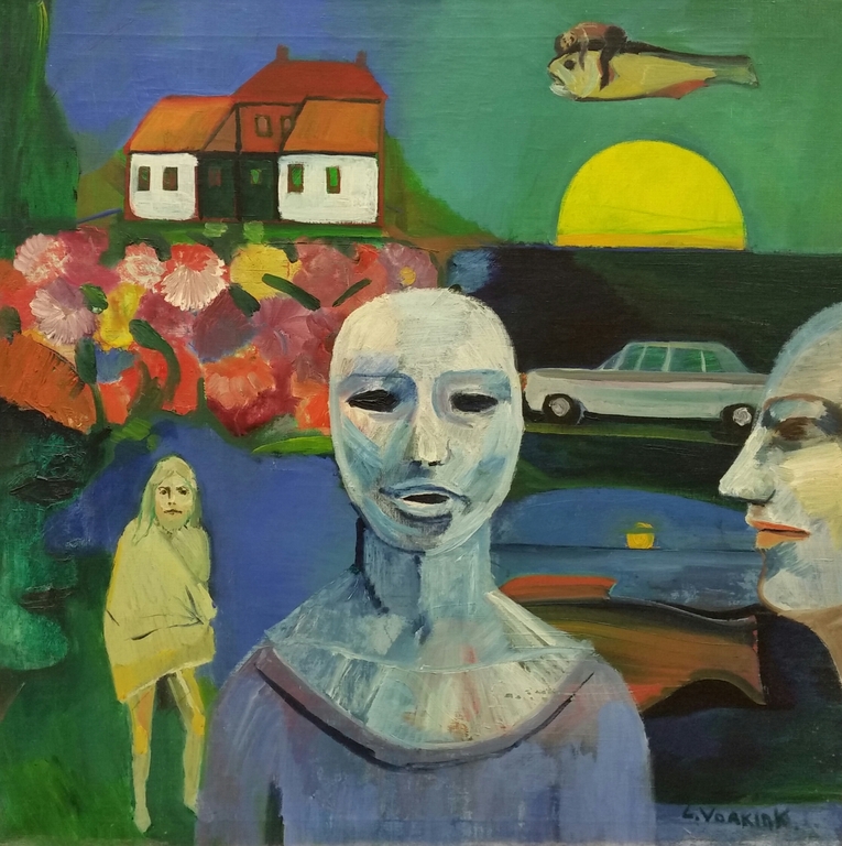 Louis Vorkink, olieverf op doek, Vrouw met masker (1969) kopen? Bied vanaf 75!