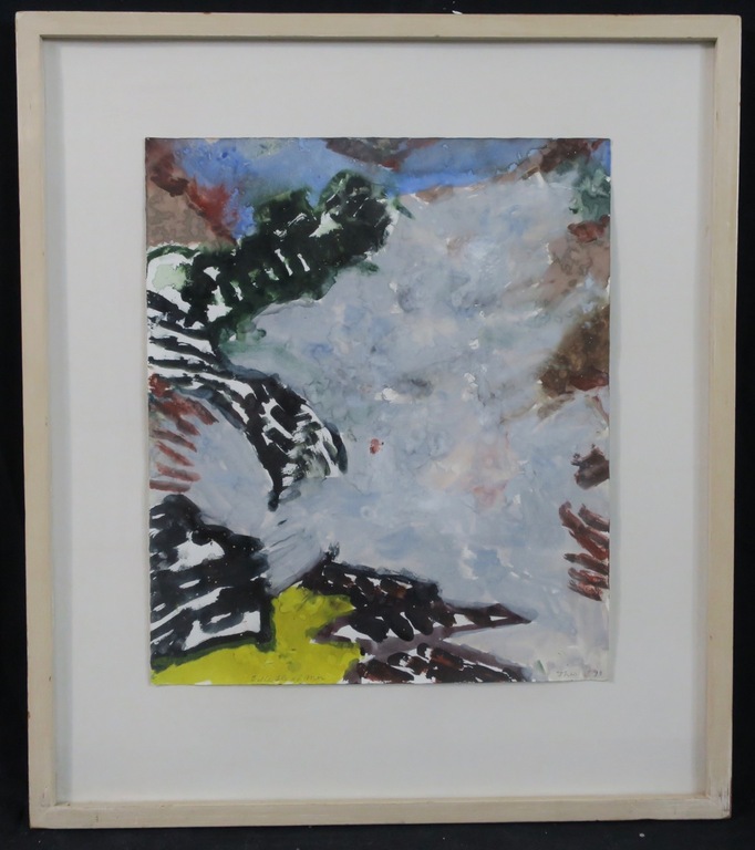 Theo Elfrink: Aquarel, Belle Ile en Mer - Ingelijst verkocht voor € 40!