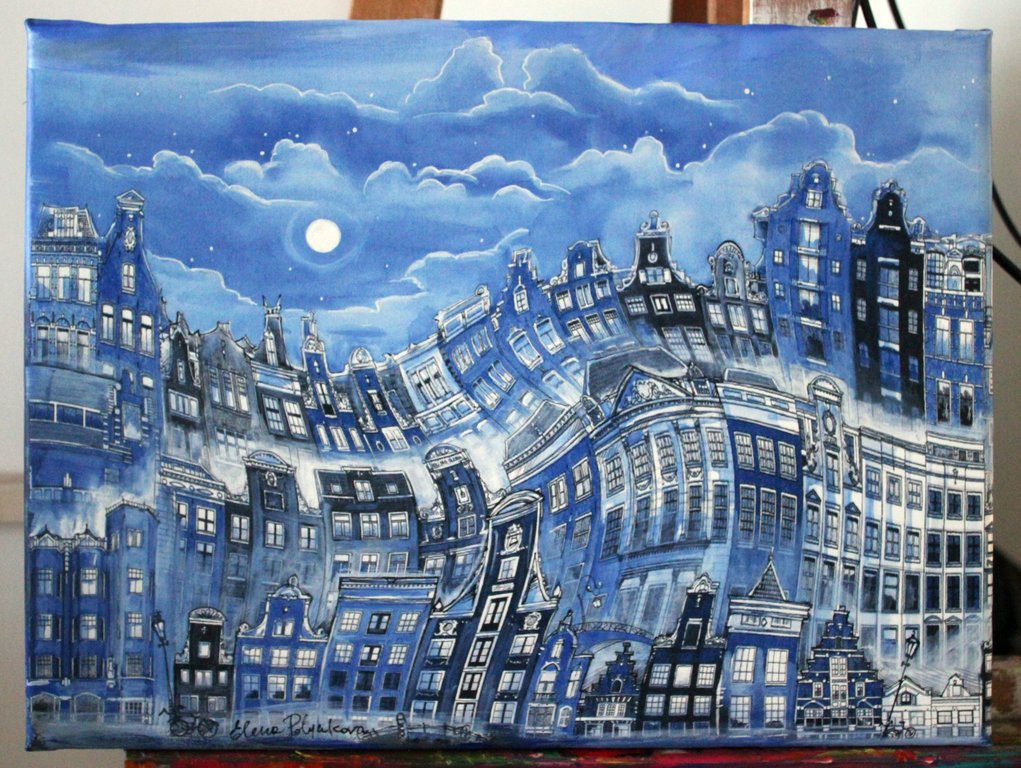 Elena Polyakova:  Sterrennacht in Amsterdam , Gemengde techniek kopen? Bied vanaf 65!
