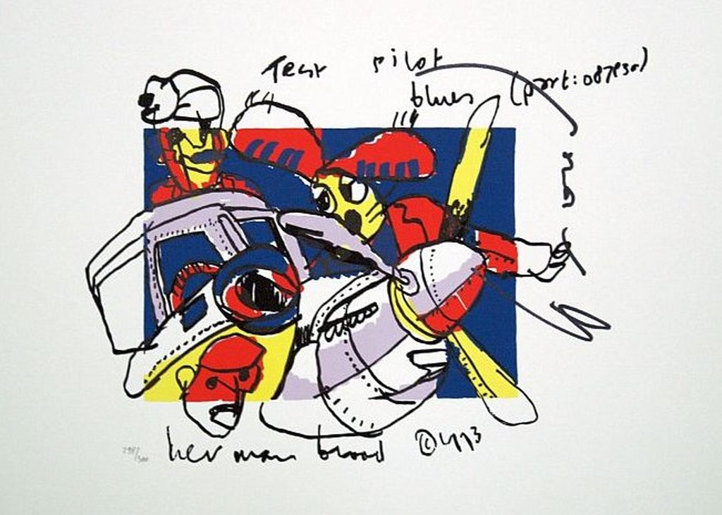Herman Brood, zeefdruk Test pilot blues verkocht voor € 90!