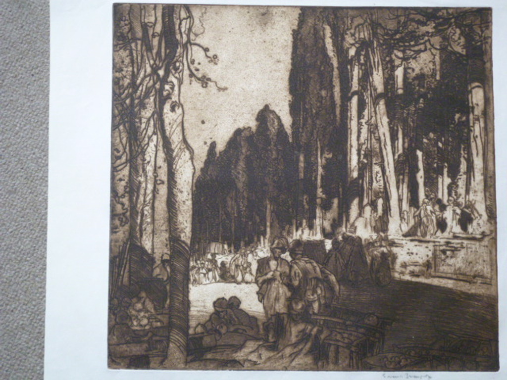Frank Brangwyn - ets - A Turkish cemetery verkocht voor € 175!