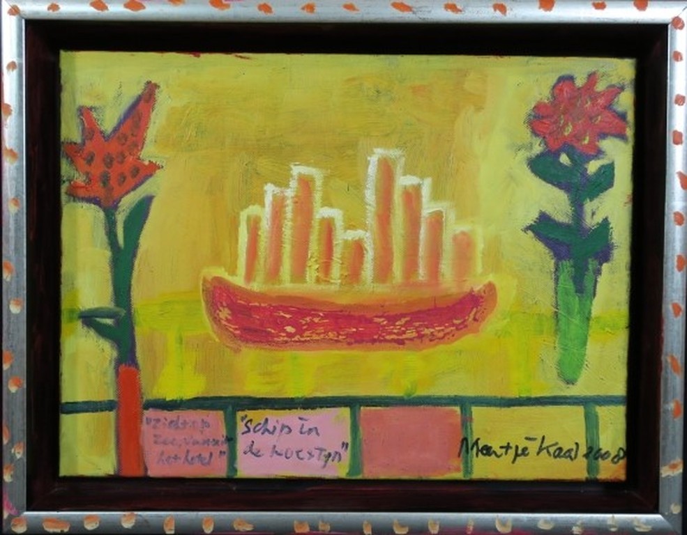 Meertje Kaal: Acryl op doek, Schip in de woestijn - Ingelijst kopen? Bied vanaf 1!