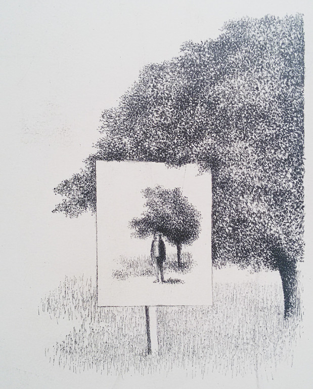 Metten Koornstra - Bord met man onder een boom onder een boom, litho kopen? Bied vanaf 1!