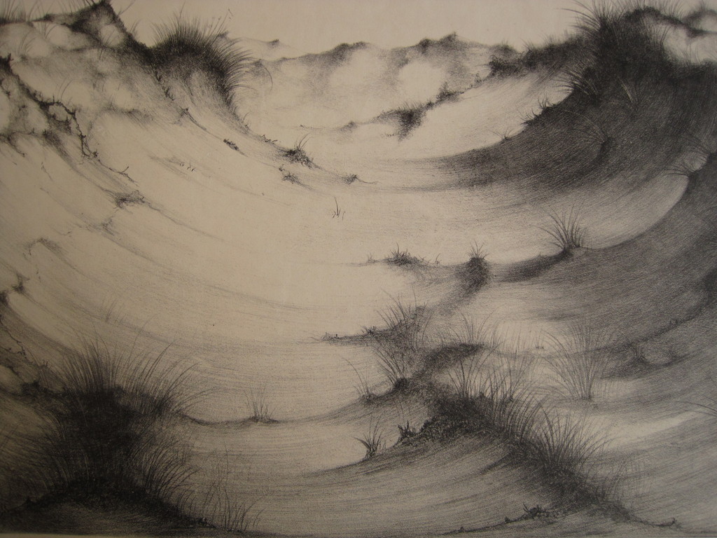 Originele in 1928 Gesigneerde litho "Duinlandschap" van Dordrecht Henk Voskuyl verkocht voor € 40!