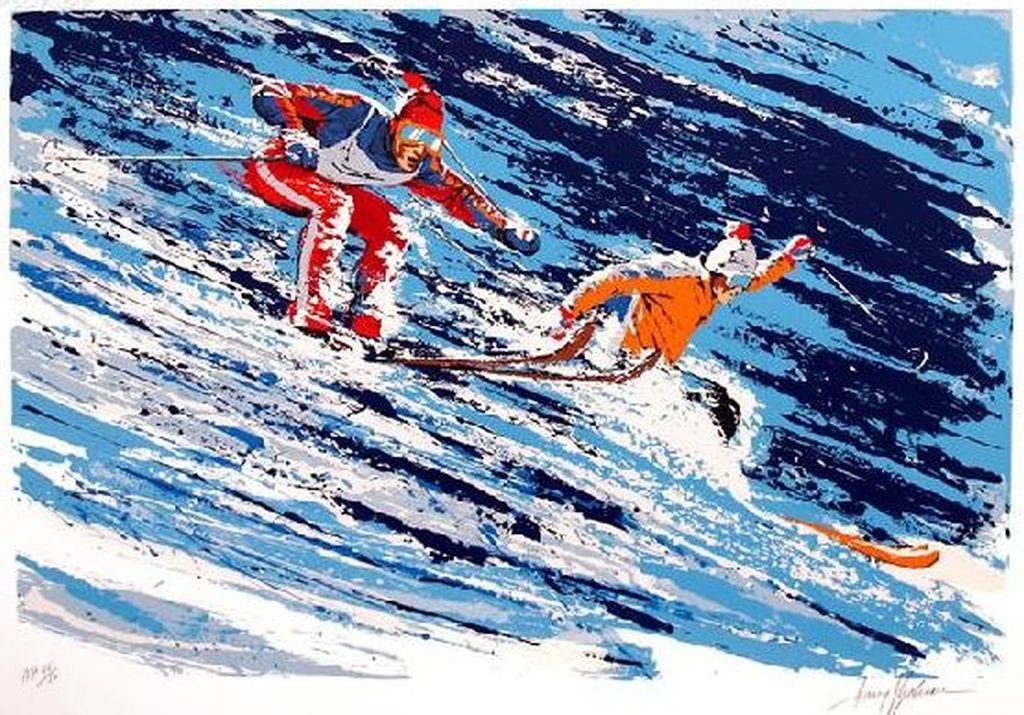 Harry Schaare, gesigneerde lithografie, "Skiers" kopen? Bied vanaf 75!