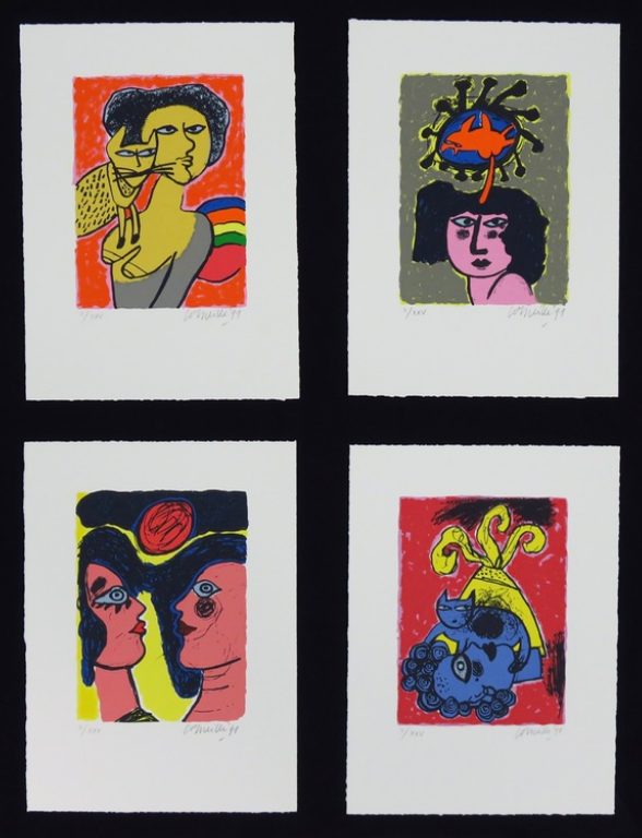 Corneille: Portfolio met 4 zeefdrukken, Quatre petites scenes d'ete kopen? Bied vanaf 300!