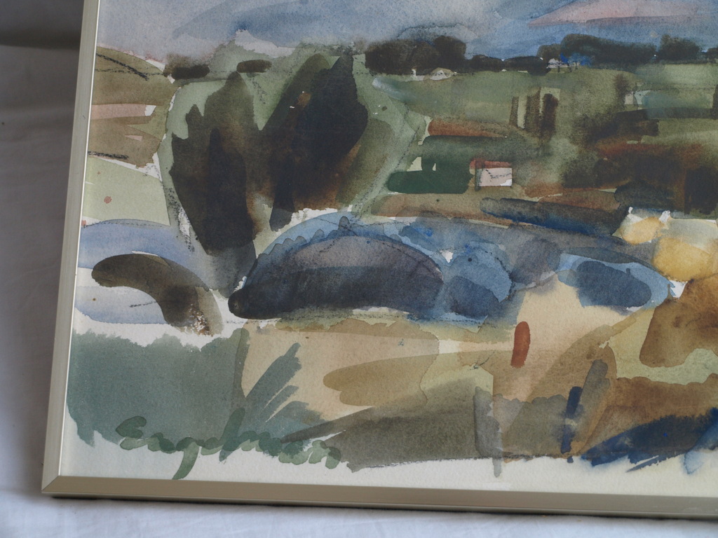 Jan Engelman : Aquarel – Landschap – gesigneerd & ingelijst – ca 1980 kopen? Bied vanaf 85!