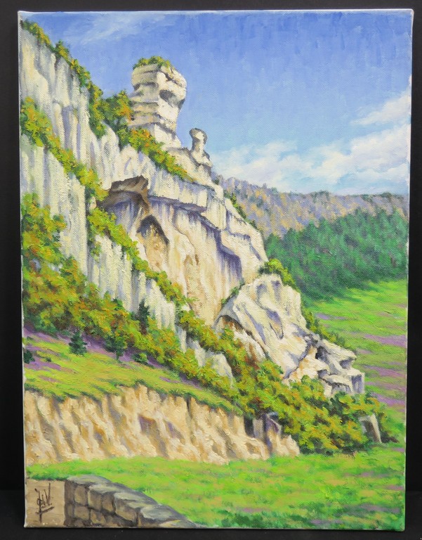 Jan Ph.A. de Vries: Olieverf op doek, Berglandschap kopen? Bied vanaf 1!