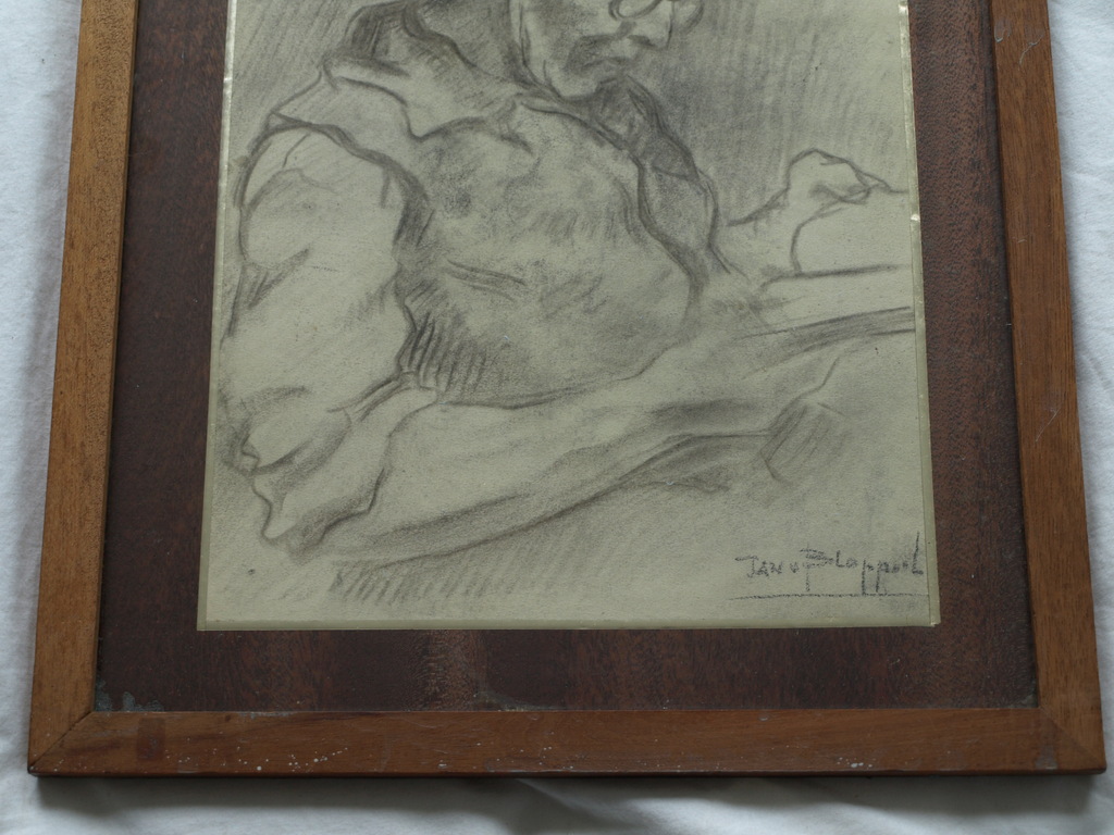 Jan van Bloppoel : Tekening , Lezende vrouw – gesigneerd & ingelijst – ca 1965 kopen? Bied vanaf 1!