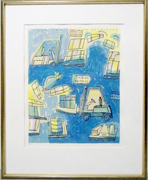 Heleen de Jong - Litho Heftrucks - 1995 - met lijst kopen? Bied vanaf 1!