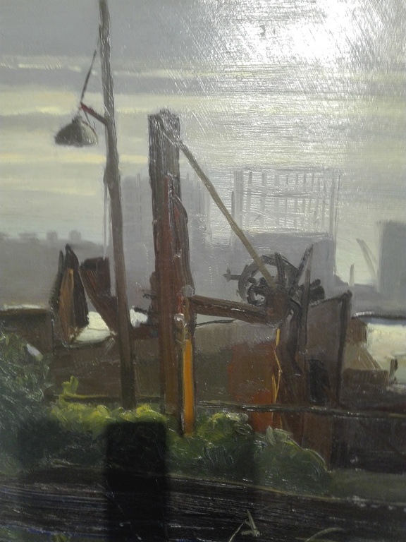 A.J.A. Hagen, klassiek schilderij olieverf op paneel, Havengezicht kopen? Bied vanaf 175!