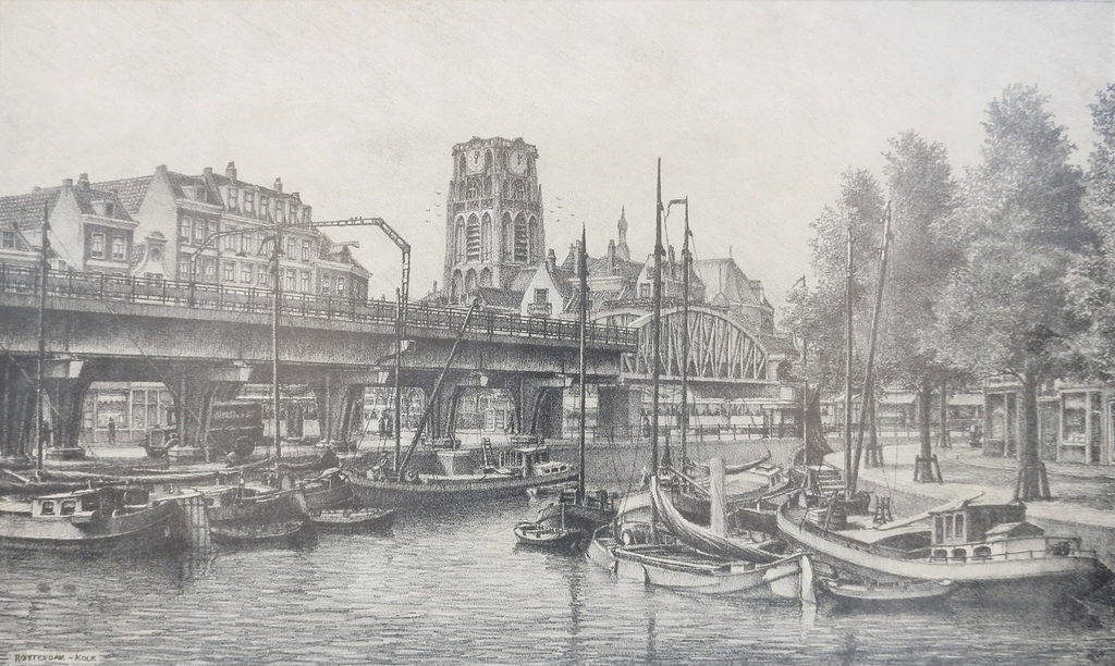 Lithografie Kolk - Rotterdam - ca. 1920 verkocht voor € 95!