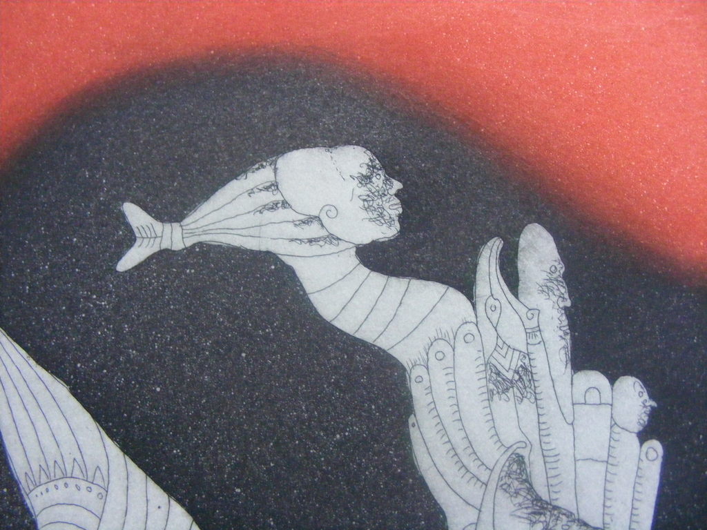 Bernard Berthois-Rigal, "Rives du Bustrophedon", grote gesigneerde ets/aquatint. kopen? Bied vanaf 200!