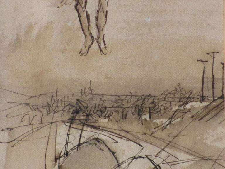 Peter Vos, De Neerdaling, Pentekening/Aquarel kopen? Bied vanaf 175!