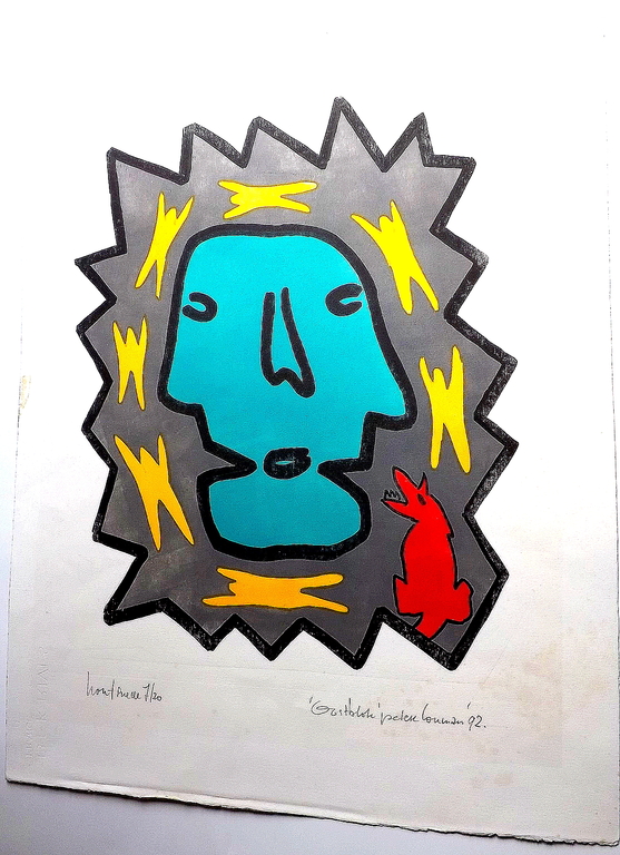 Peter Louman - houtsnede uit 1992 - getiteld: Oostblok kopen? Bied vanaf 1!