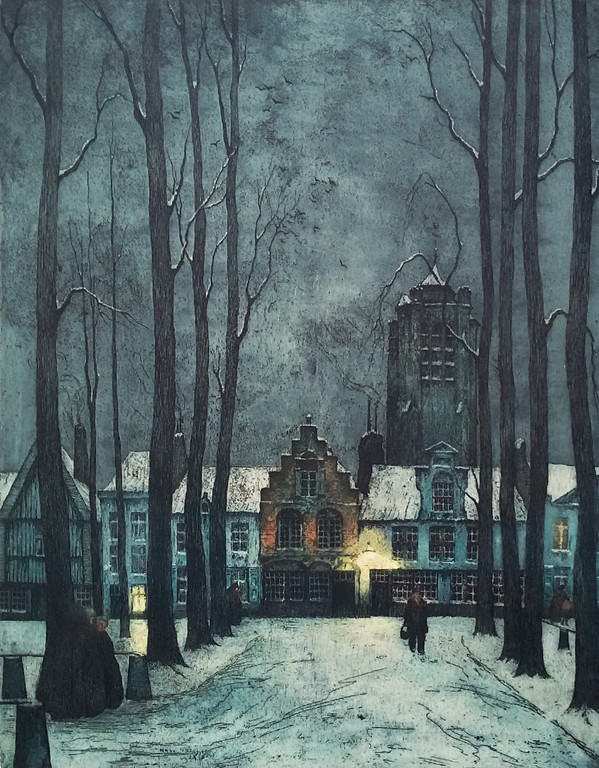Julien Celos - Winters dorp, kleurenets kopen? Bied vanaf 40!
