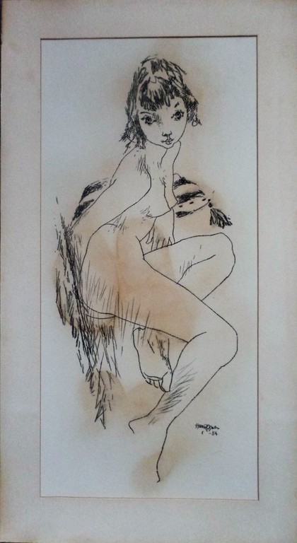 Harrie ( Hakkie ) van Rosmalen 1923-2001  -  Tekening  -  Naakte Jonge Vrouw kopen? Bied vanaf 10!