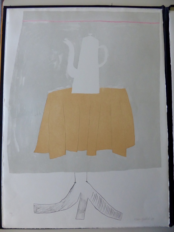 Klaas Gubbels, litho, Koffiekan op tafel kopen? Bied vanaf 475!