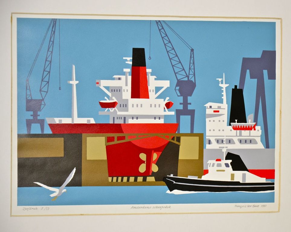 Francois ten Have: Zeefdruk. Amsterdamse scheepsdok kopen? Bied vanaf 35!