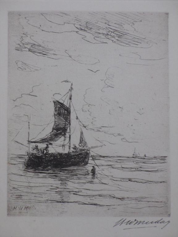 Hendrik W.Mesdag, Schuiten aan de kust, Litho verkocht voor € 45!