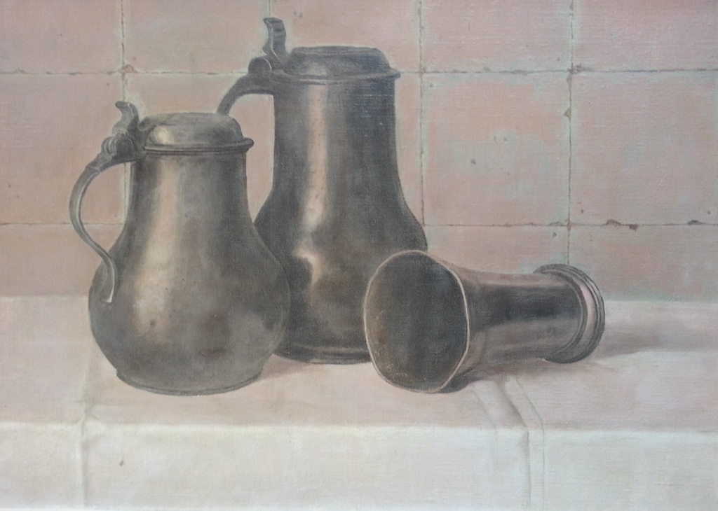 Willem Muhlstaff (1894-1982) - olie op doek, stilleven verkocht voor € 79!