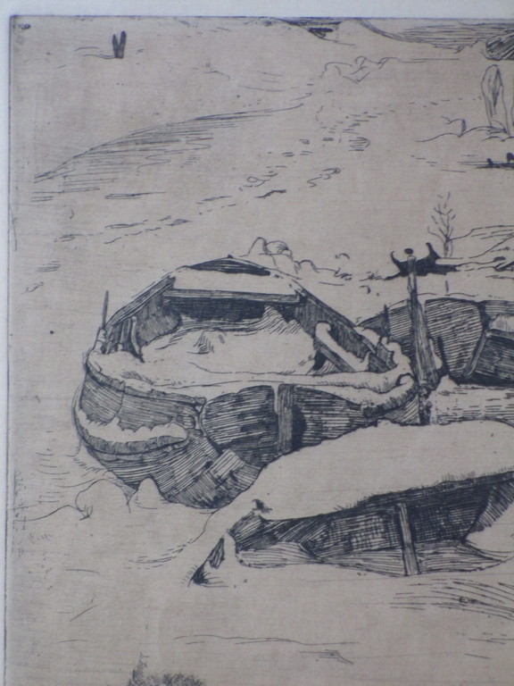 Pieter Dupont, Booten in de sneeuw, Ets op zink 1893-'94 kopen? Bied vanaf 90!