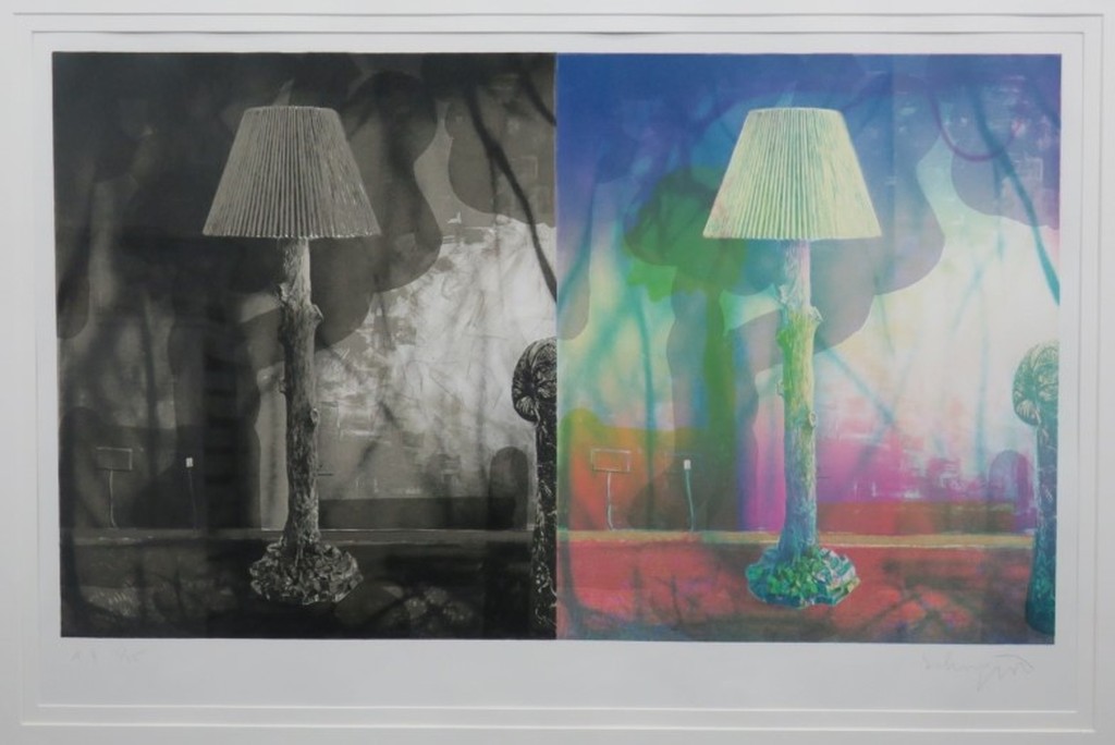 Onbekend gesigneerd: Zeefdruk, Z.T. Lampenkap - Ingelijst (Groot) kopen? Bied vanaf 35!