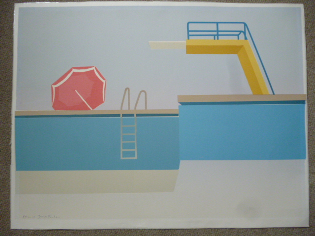 Jurjen Fontein - kleurenlitho - Het zwembad verkocht voor € 35!
