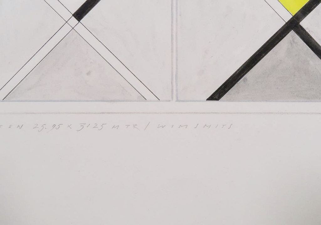 Wim Smits: Potlood en acryl, Ontwerp bestrating.. - Ingelijst kopen? Bied vanaf 80!