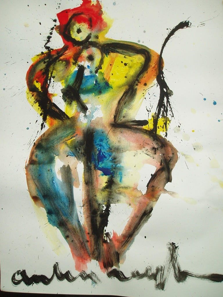 Anton Heyboer, 1924/2005  Aquarel /Madonna met kind. kopen? Bied vanaf 150!