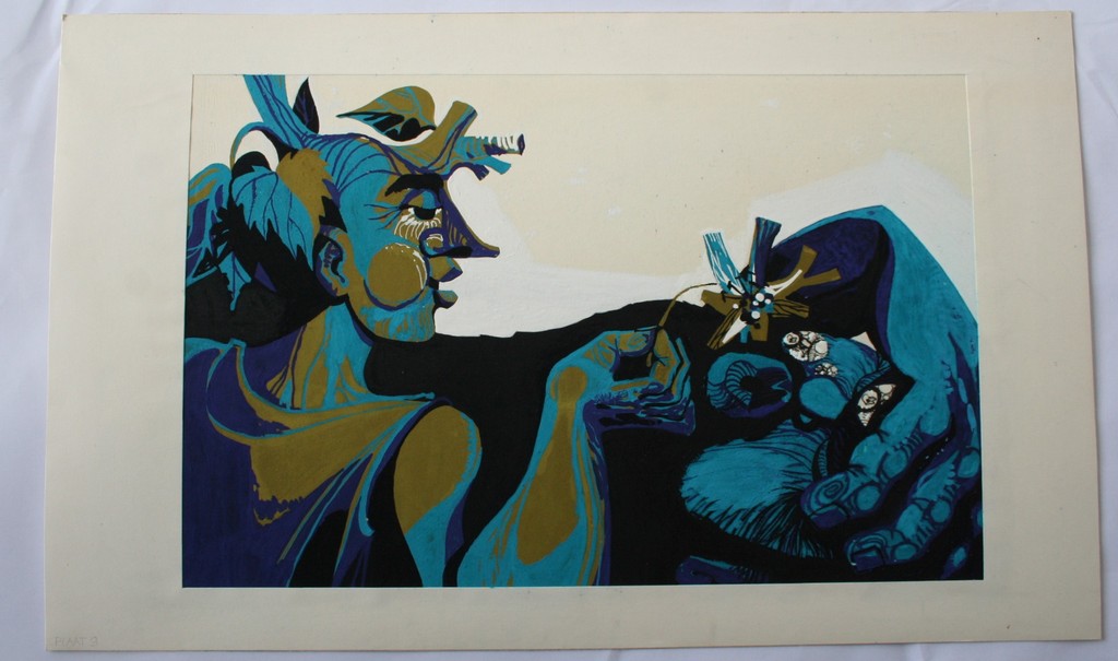 Karel Timmerman (1933) - 2 x Acrylverf op papier - jaren 70 - ongesigneerd kopen? Bied vanaf 38!