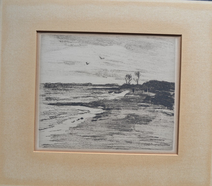 Ets van landschapje en wandelaars in de verte kopen? Bied vanaf 1!