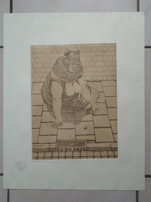 Herman Gordijn - ets - Knikkeren kopen? Bied vanaf 200!