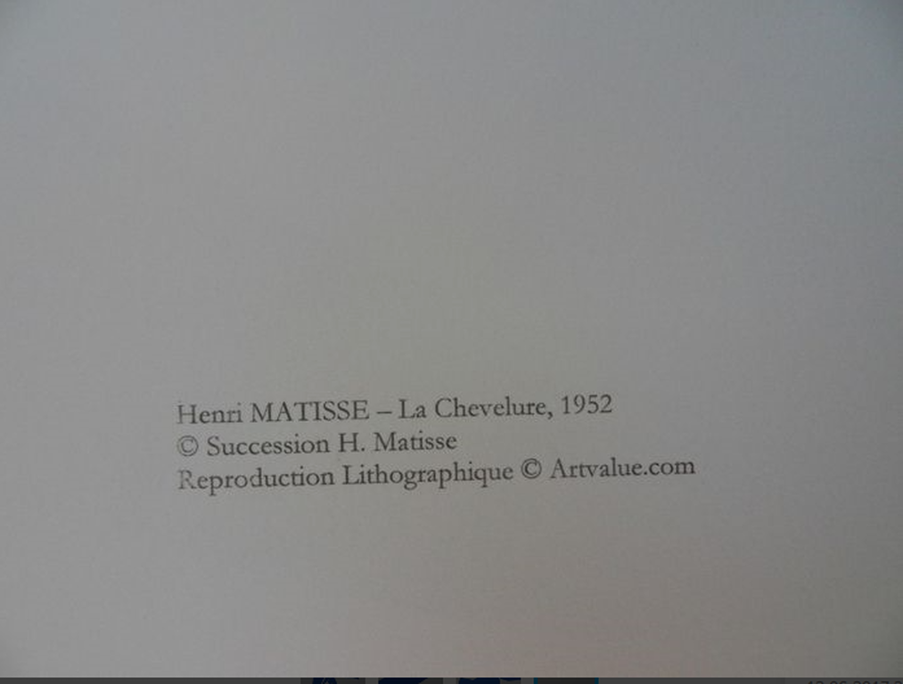 Henri Matisse Litho Ed: 101-200 Titel: La Chevelure 76 x 56 cm kopen? Bied vanaf 90!