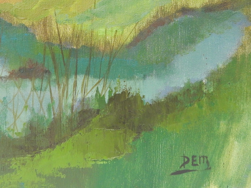 Hollands landschap / Plassengezicht - Olieverf op doek - Monogram kopen? Bied vanaf 1!