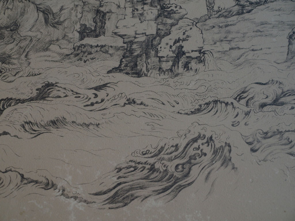 Onduidelijke signatuur : Litho – L’eau interdit / Verboden water – ingelijst  kopen? Bied vanaf 1!