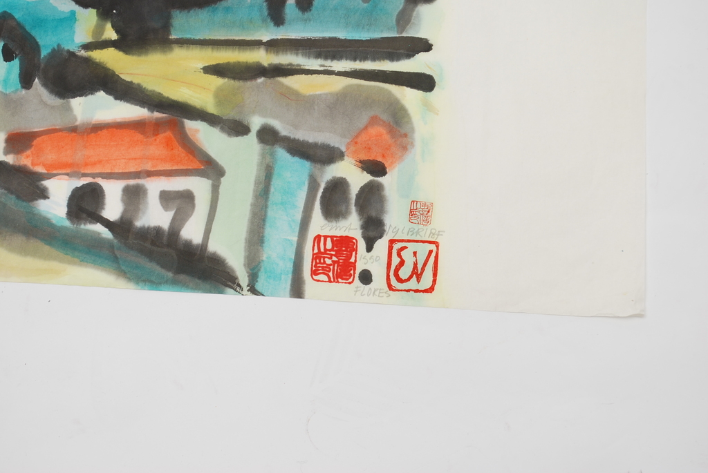 ERNST VIJLBRIEF (1934-2010) landschap, aquarel op rijstpapier kopen? Bied vanaf 40!
