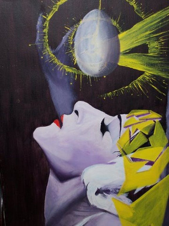 Ruud Krijnen, olieverf op doek, 'dame met ei' verkocht voor € 175!