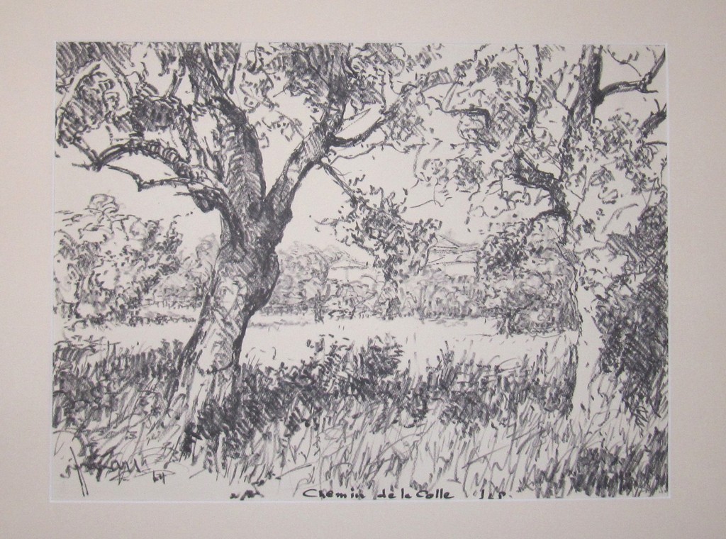 Mooie litho van Frans Mars,  Provençaals landschap: Chemin d kopen? Bied vanaf 10!