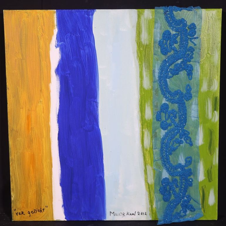 Meertje Kaal: Acryl en collage op doek, Ver gezicht kopen? Bied vanaf 1!