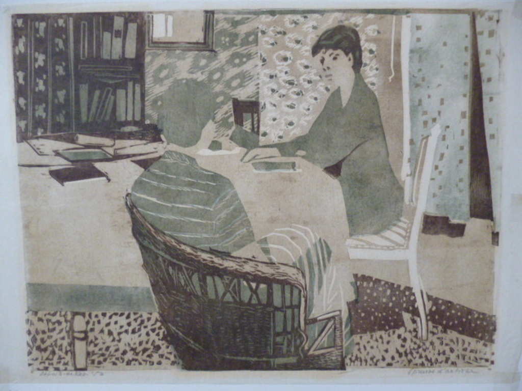 Otto B. de Kat - kleurenlinosnede - De conversatie kopen? Bied vanaf 185!