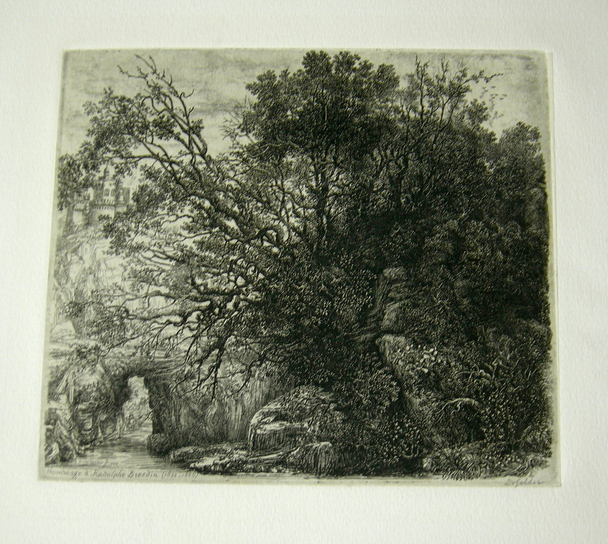 Dirk van Gelder, ets, hommage aan Bresdin verkocht voor € 70!