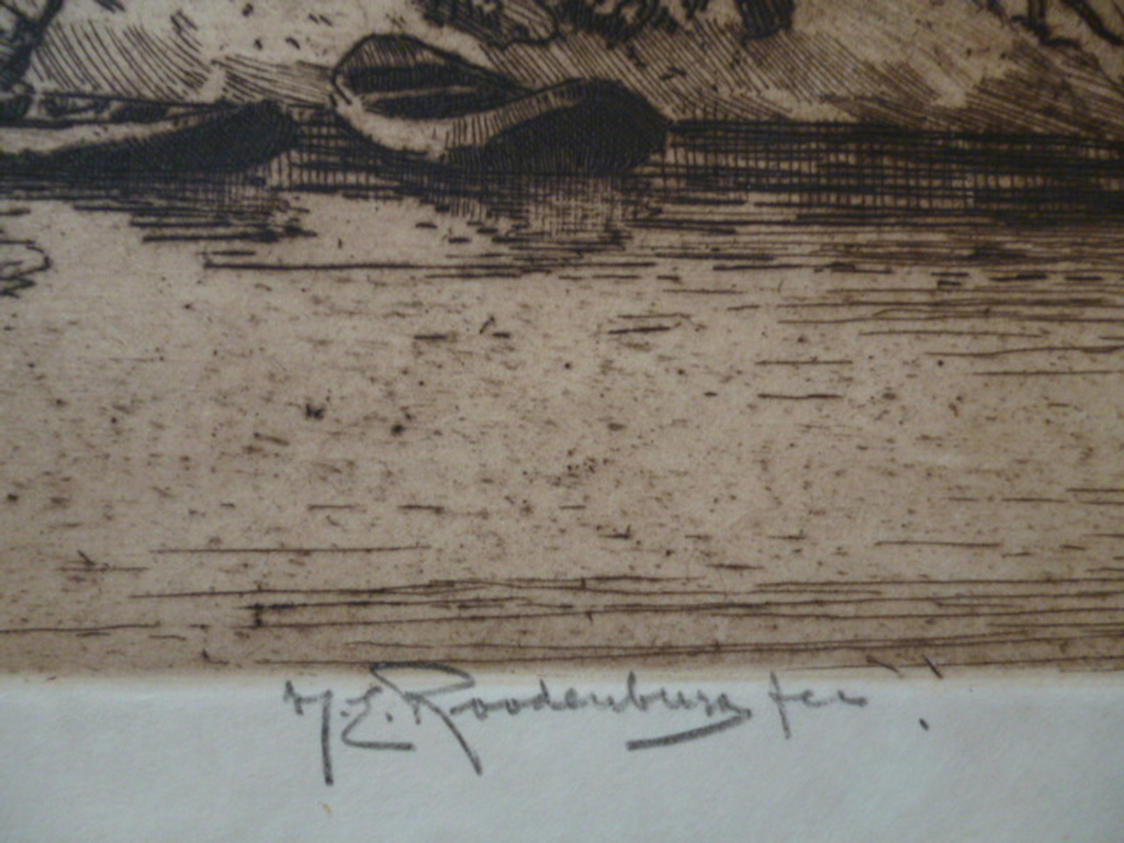 Hendrikus Elias Roodenburg  - ets - Bronkhorster veer bij Brummen kopen? Bied vanaf 100!