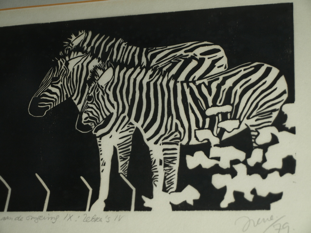 Irene Wolfferts – Zeefdruk – Aanpassing aan de omgeving Zebra’s IV - Gesigneerd – 1979 - Ingelijst 62 x 44 cm verkocht voor € 45!