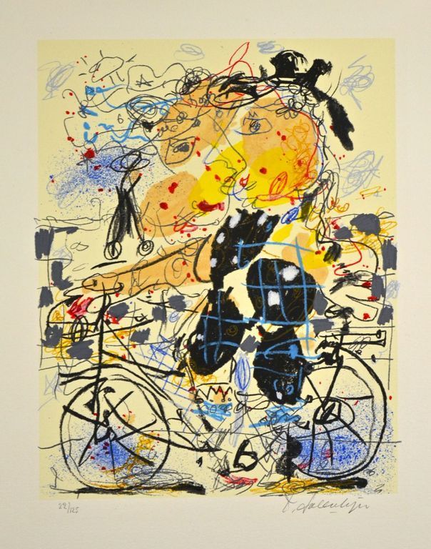 KEES SALENTIJN   Zeefdruk   FIETSER   INGELIJST kopen? Bied vanaf 145!