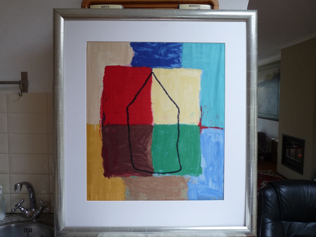 Mooie zeefdruk op zijde van Harrie Gerritz verkocht voor € 65!