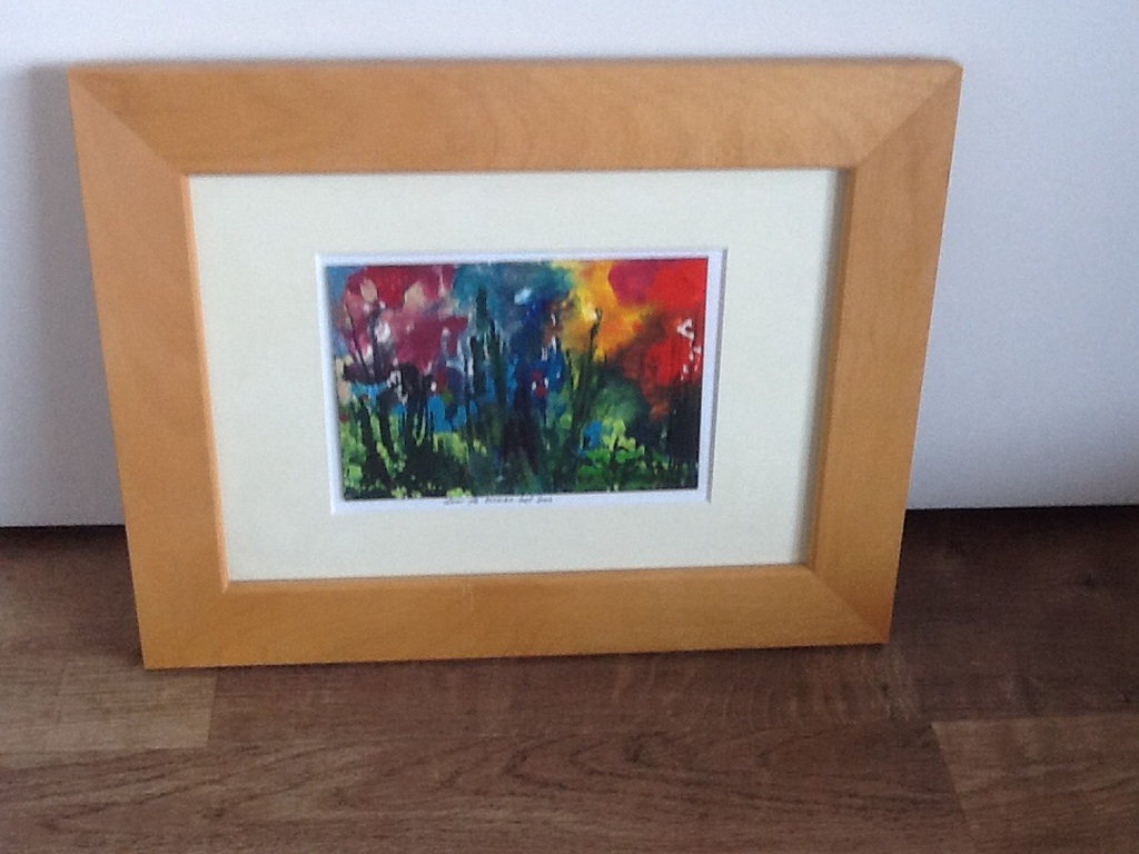Tilly Wils:Gouache ' Door de bomen het bos' verkocht voor € 35!
